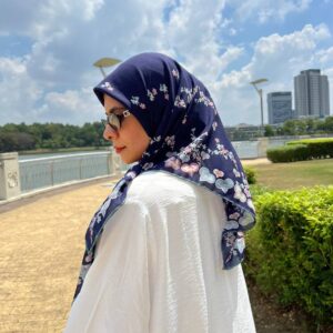 Benang Istanbul Navy Vine Chiffon Scarf