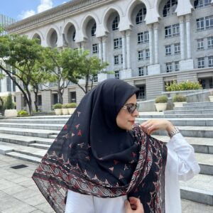 Crimson Twilight Chiffon Scarf – Large 115x115cm