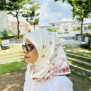 Scarlet Vine Chiffon Scarf – 90x90cm Small Size