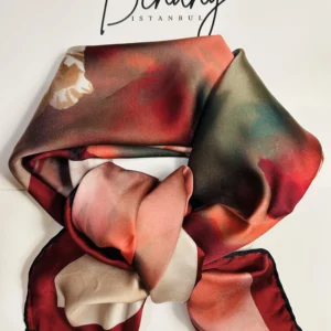 Red Iris Rayon Scarf – 90x90cm Small Size