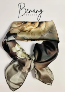 Green Iris Rayon Scarf – 90x90cm Small Size