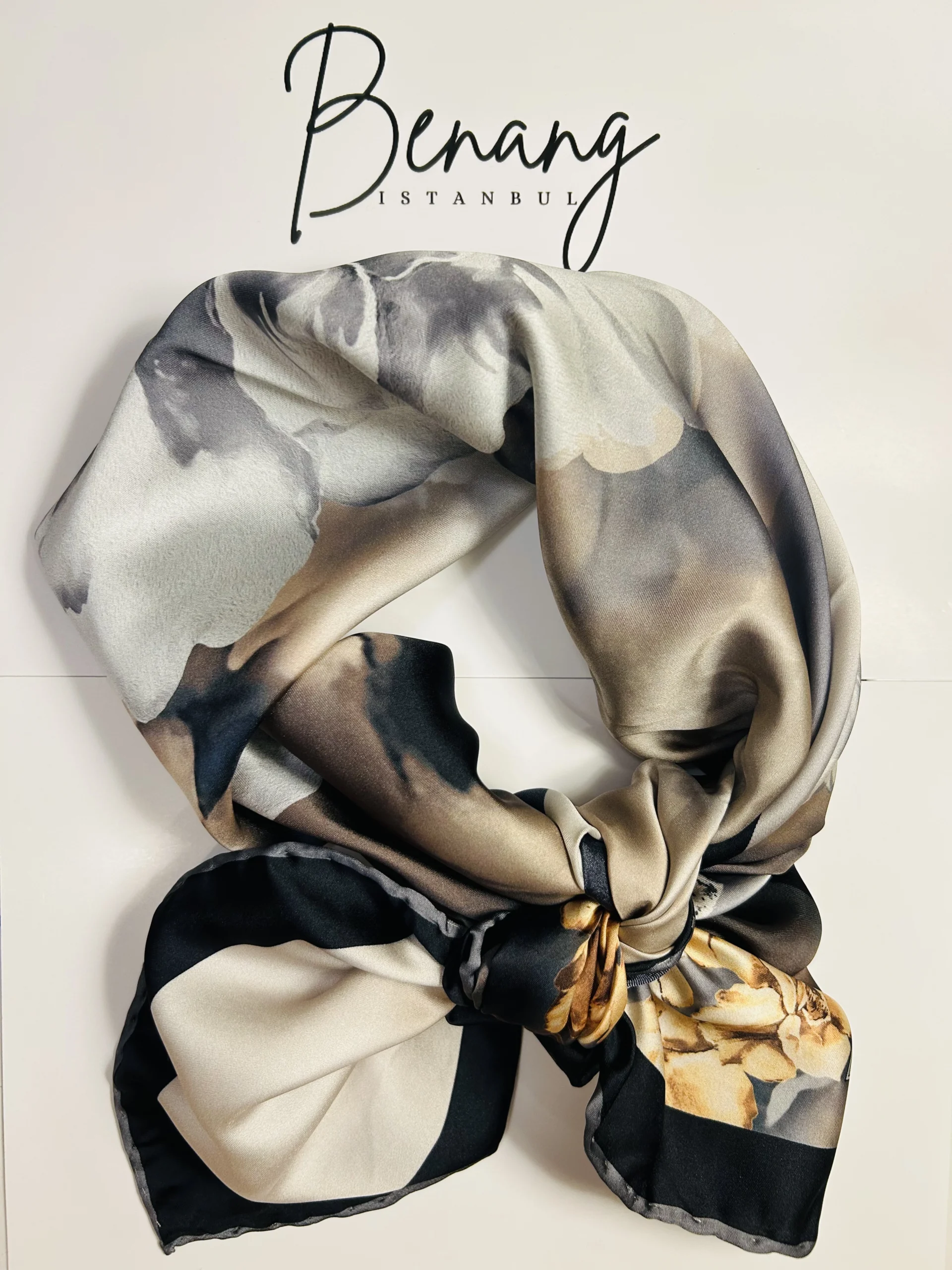 Black Iris Rayon Scarf – 90x90cm Small Size