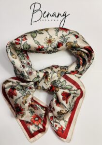 Crimson Bells Crystal Crepe Scarf – 90x90cm Small Size