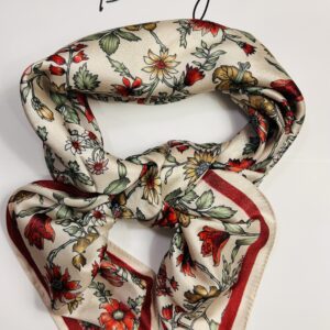 Crimson Bells Crystal Crepe Scarf – 90x90cm Small Size